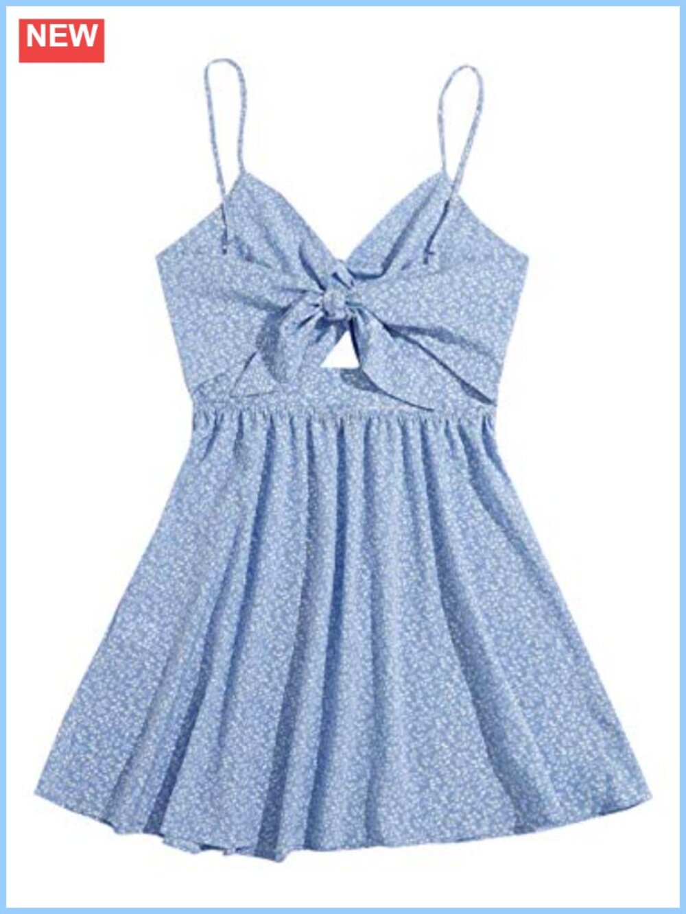 Boho Floral Print Twist Front Cami A Line Mini Dress